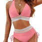 💃Urlaubsangebot 57 % RABATT💃Bikini-Sets mit hoher Taille und Bauchkontrolle in Farbblock-Optik