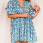 🔥HOT SALE-49% Rabatt🔥V-Ausschnitt Sommer Halbe Ärmel Floral Tunika Kurzes Kleid