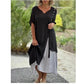 💕Falsches zweiteiliges asymmetrisches Kleid mit kurzen Ärmeln