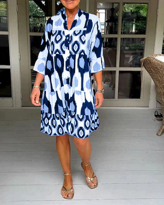 🍂Frühlingsanfangsverkauf🍂Plissee-Kleid mit Fleckenmuster