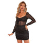 🔥Urlaubsbeschränkungen🔥Sexy Mesh Glitter Langarm Minikleid für Frauen