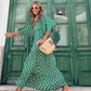 🌸Frühjahrsangebote🌸Elegantes Boho-Maxi-Kleid mit Puffärmeln und Blumenmuster für Damen