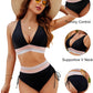 💃Urlaubsangebot 57 % RABATT💃Bikini-Sets mit hoher Taille und Bauchkontrolle in Farbblock-Optik