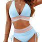 💃Urlaubsangebot 57 % RABATT💃Bikini-Sets mit hoher Taille und Bauchkontrolle in Farbblock-Optik