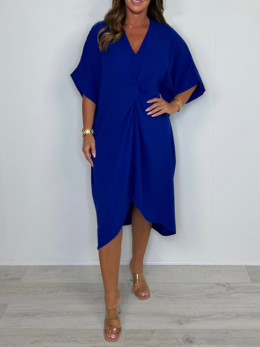 🔥HEIßER VERKAUF 48% RABATT🔥Kurzärmliges Maxikleid mit Knotendetail